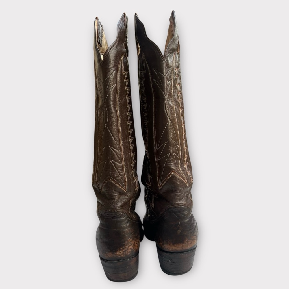 Vintage Sanders tall brown marbled leather western boot - Picture 7 of 16